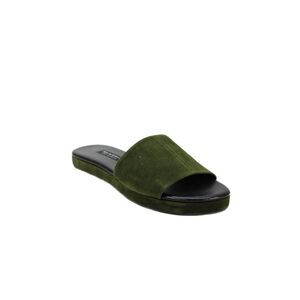 NewbarK Women's Open Toe Suede Slide Sandals Olive Green Size 8.5